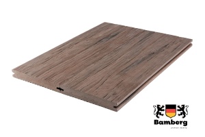 Полнотелая Террасная доска ДПК Bamberg Solid Fossiled, Brazilian Walnut (Бразильский Орех) — Black Deck